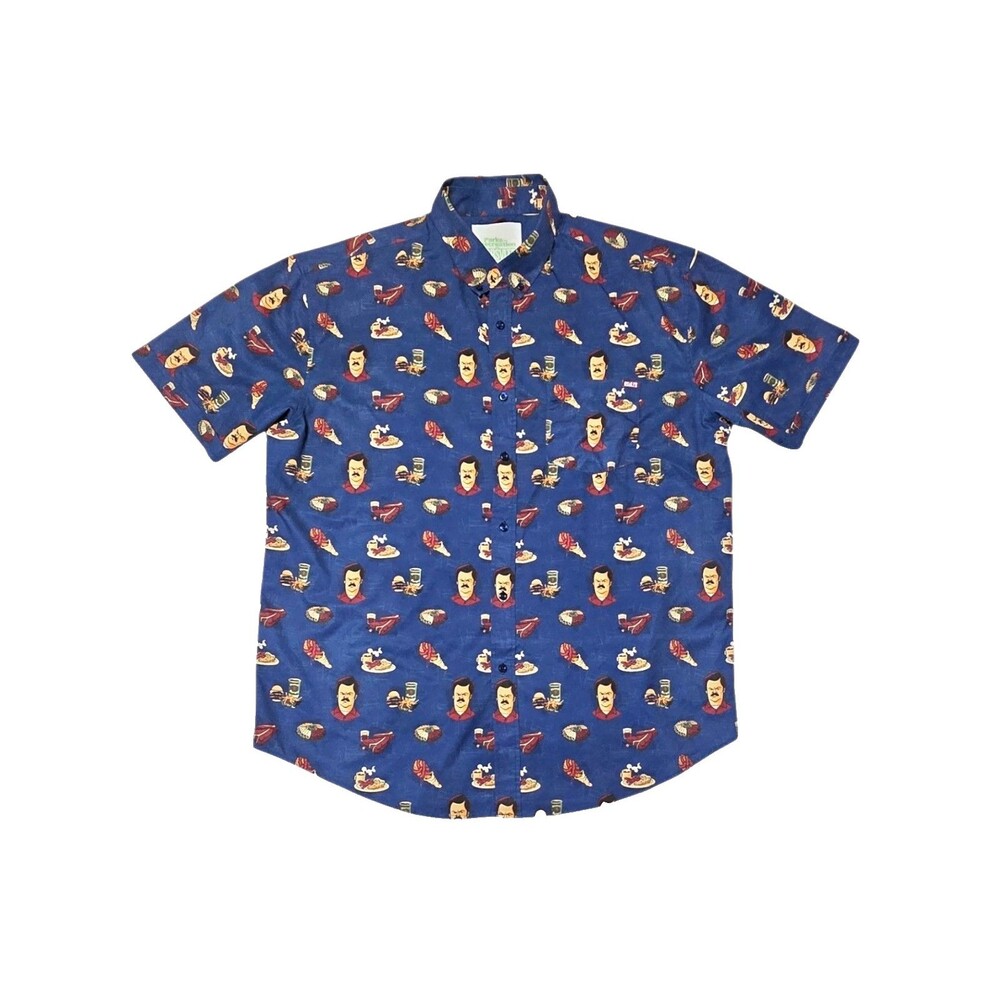 RSVLTS Navy Blue Parks Recreation Turf N Turf Kunuflex Short Sleeve Shirt 2XL - Picture 2 of 10